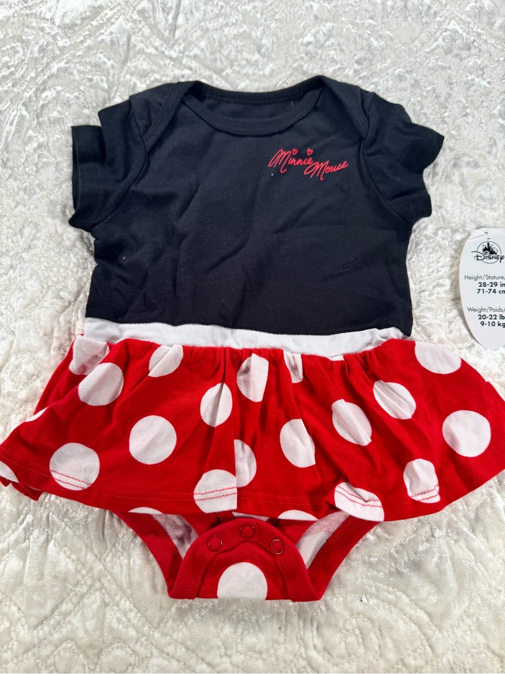 Disney Black & Red Polka Dot Minnie Mouse Baby Bodysuit